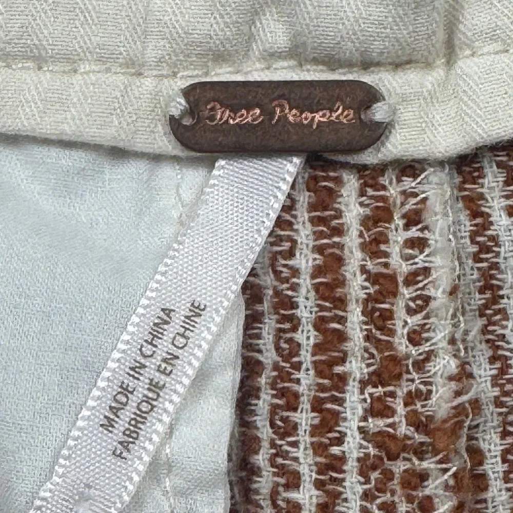 Free People Light At Sunrise‎ Pants High Rise Brown Striped Boho Lounge Size 4